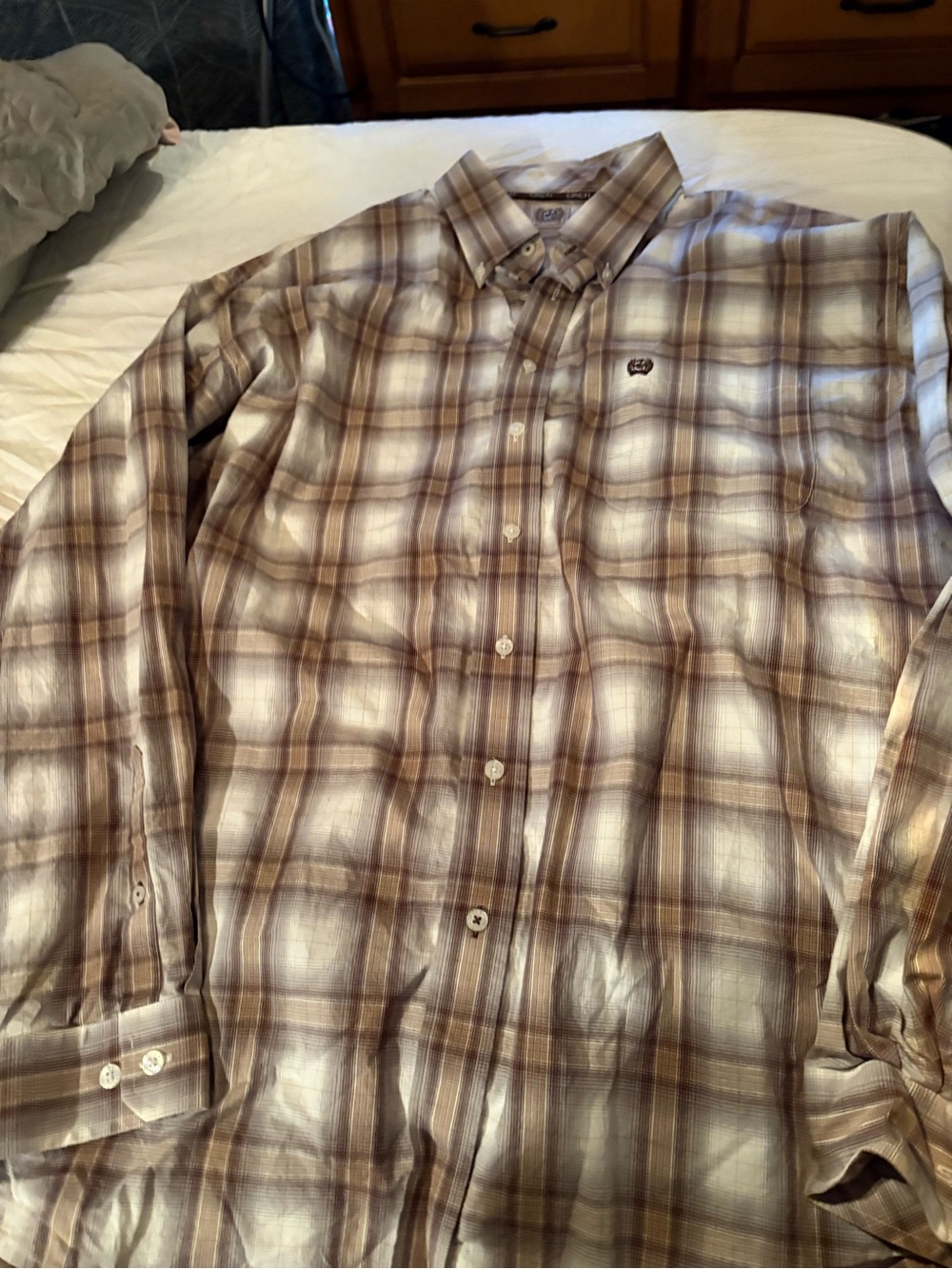 Cinch Men's Brown & Cream Plaid Button-Down Shirt
